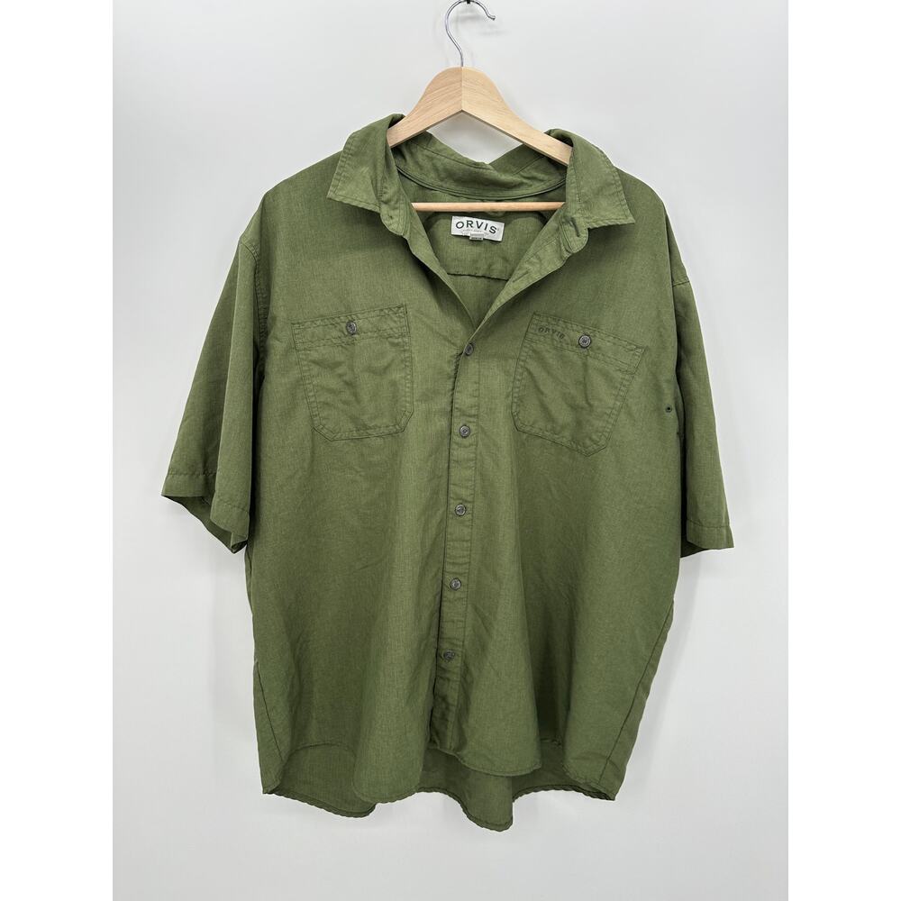 Orvis Mens Green Button Front Shirt Size XXL Lightweight Casual Outdoors Hiking